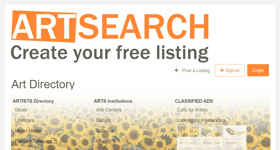 Submit listing to Art Directory